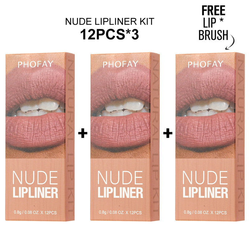 PHOFAY Nude Lip Liner Kit | Natural Lip Definition & Long-Lasting Wear