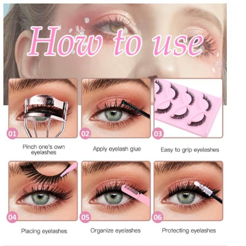 15Pairs Cat Eye Eyelashes 3D Natural False Lashes Fluffy Soft Cross Clear Band Lashes Manga Lashes Wispy Eyelash Makeup - GrottonGlowDrop