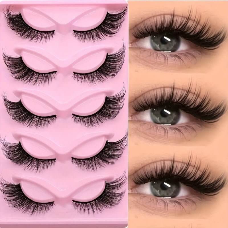 15Pairs Cat Eye Eyelashes 3D Natural False Lashes Fluffy Soft Cross Clear Band Lashes Manga Lashes Wispy Eyelash Makeup - GrottonGlowDrop