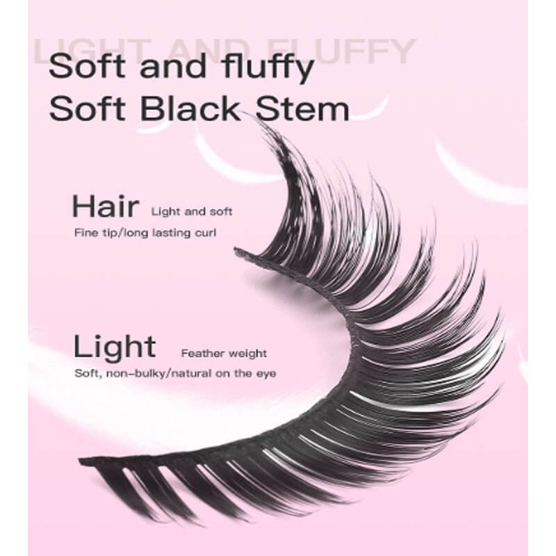 15Pairs Cat Eye Eyelashes 3D Natural False Lashes Fluffy Soft Cross Clear Band Lashes Manga Lashes Wispy Eyelash Makeup - GrottonGlowDrop